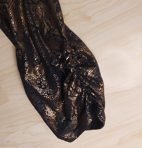Tina Knowles Black & Gold Stretch Snakeskin Pattern Leggings - Picture 5 of 9